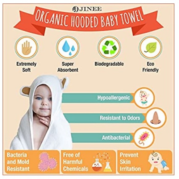 Jinee Organic Hooded Baby Towel Ultra Soft… - Picture 7 of 7